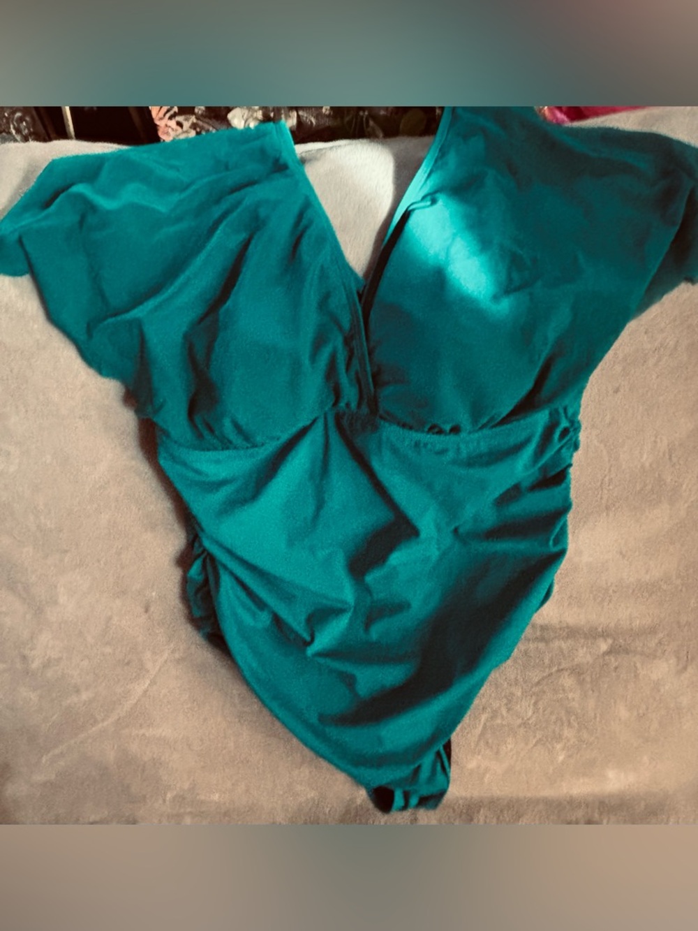 Torrid Bathing suit Womens Teal Wire Free Mesh Sleeve One Piece Swimsuit 1/1X
